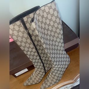 Gucci GG Canvas stiletto boots